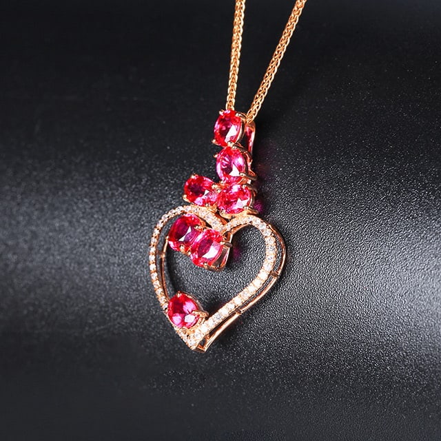 14k Gold 1.76 Ctw Natural Ruby & Diamond Pendant( Without Chain ) - 3