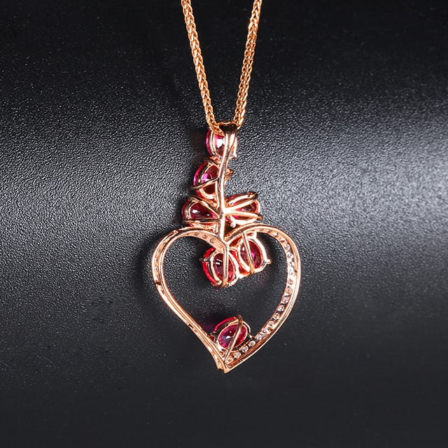 14k Gold 1.76 Ctw Natural Ruby & Diamond Pendant( Without Chain ) - 4