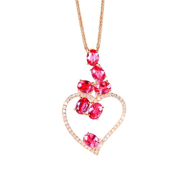 14k Gold 1.76 Ctw Natural Ruby & Diamond Pendant( Without Chain ) - 5