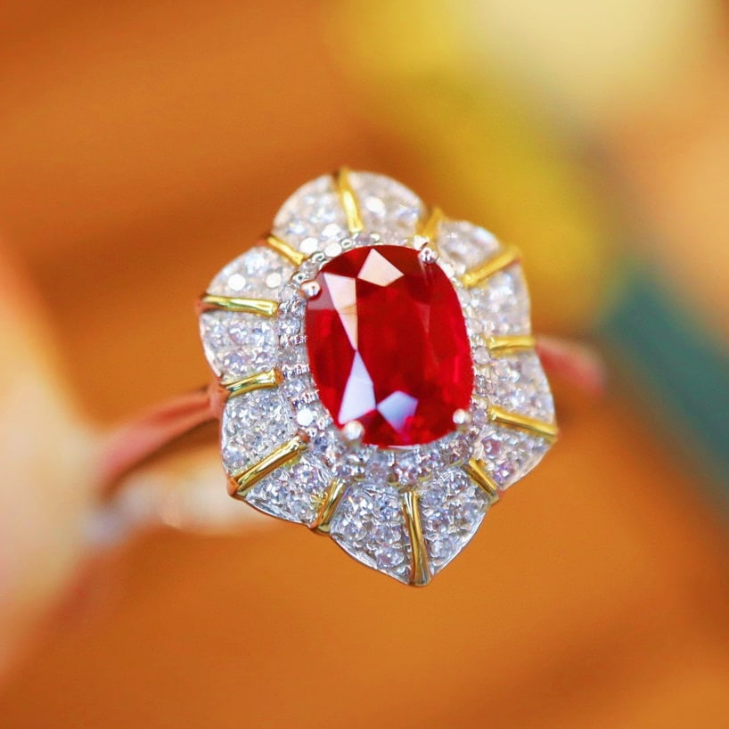 14k Gold 0.98 Ctw Natural Ruby & Diamond Ring - 3