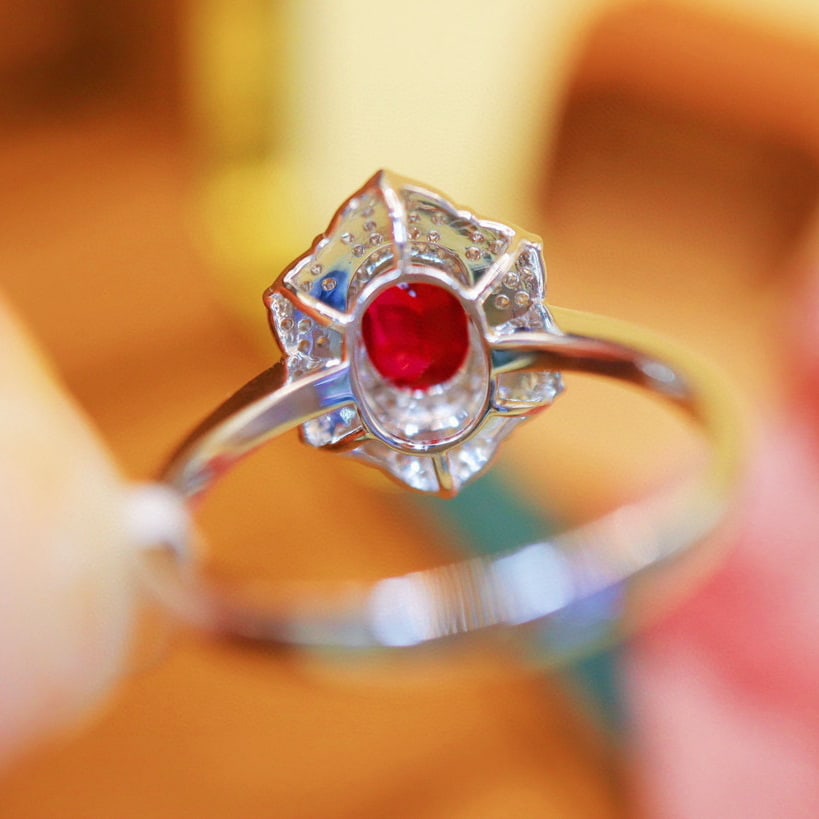 14k Gold 0.98 Ctw Natural Ruby & Diamond Ring - 4