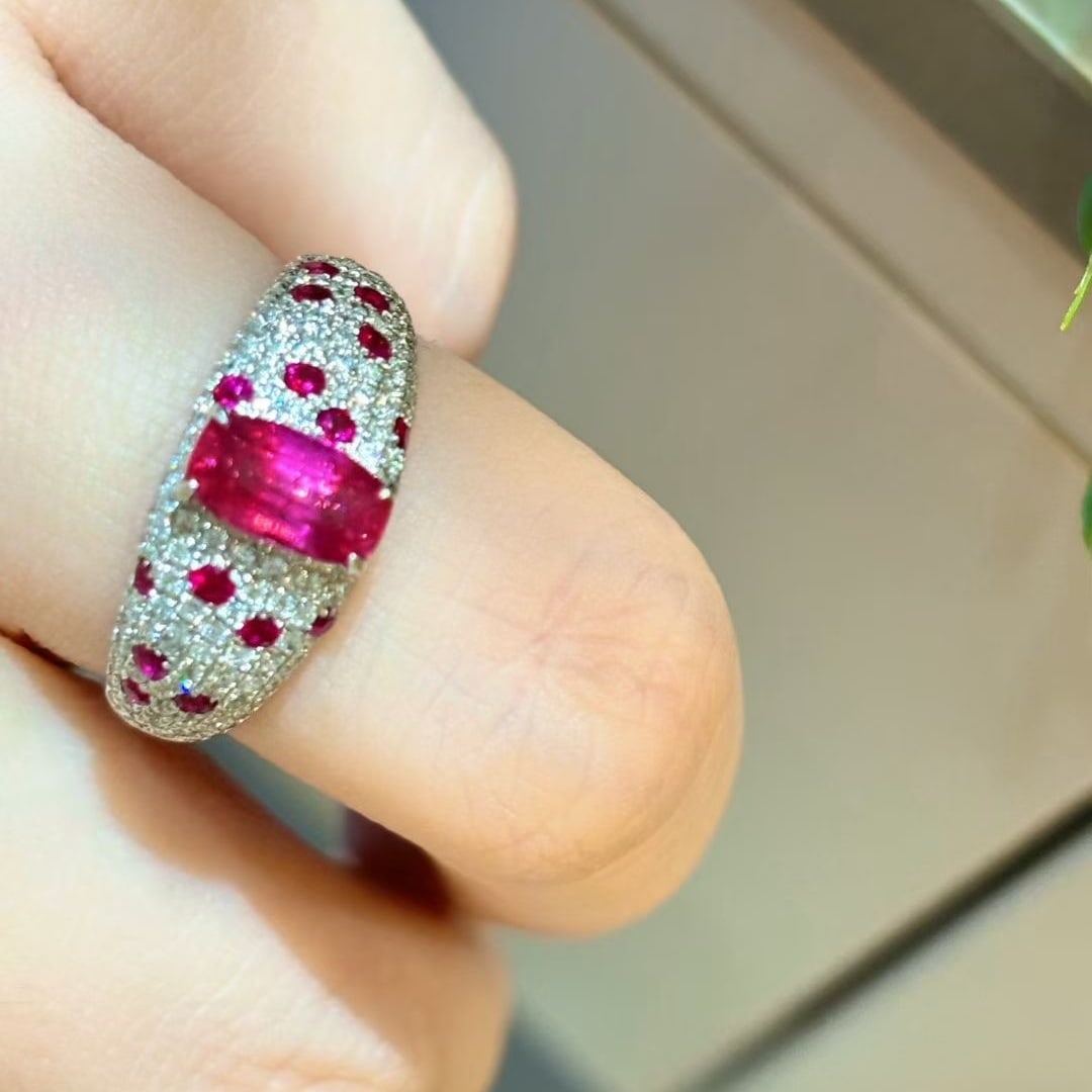 14k Gold 1.1 Ct Natural Ruby & Diamond Ring - 3