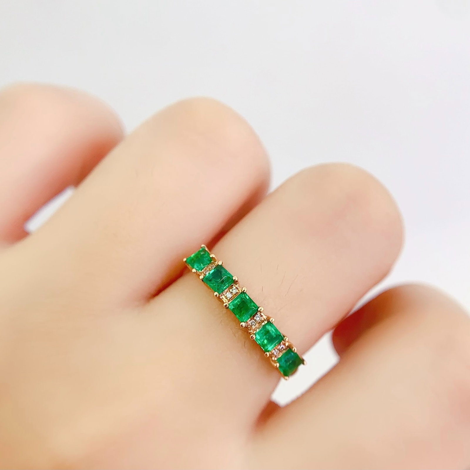 14k Gold 1 Ct Natural Emerald & Diamond Ring - 3