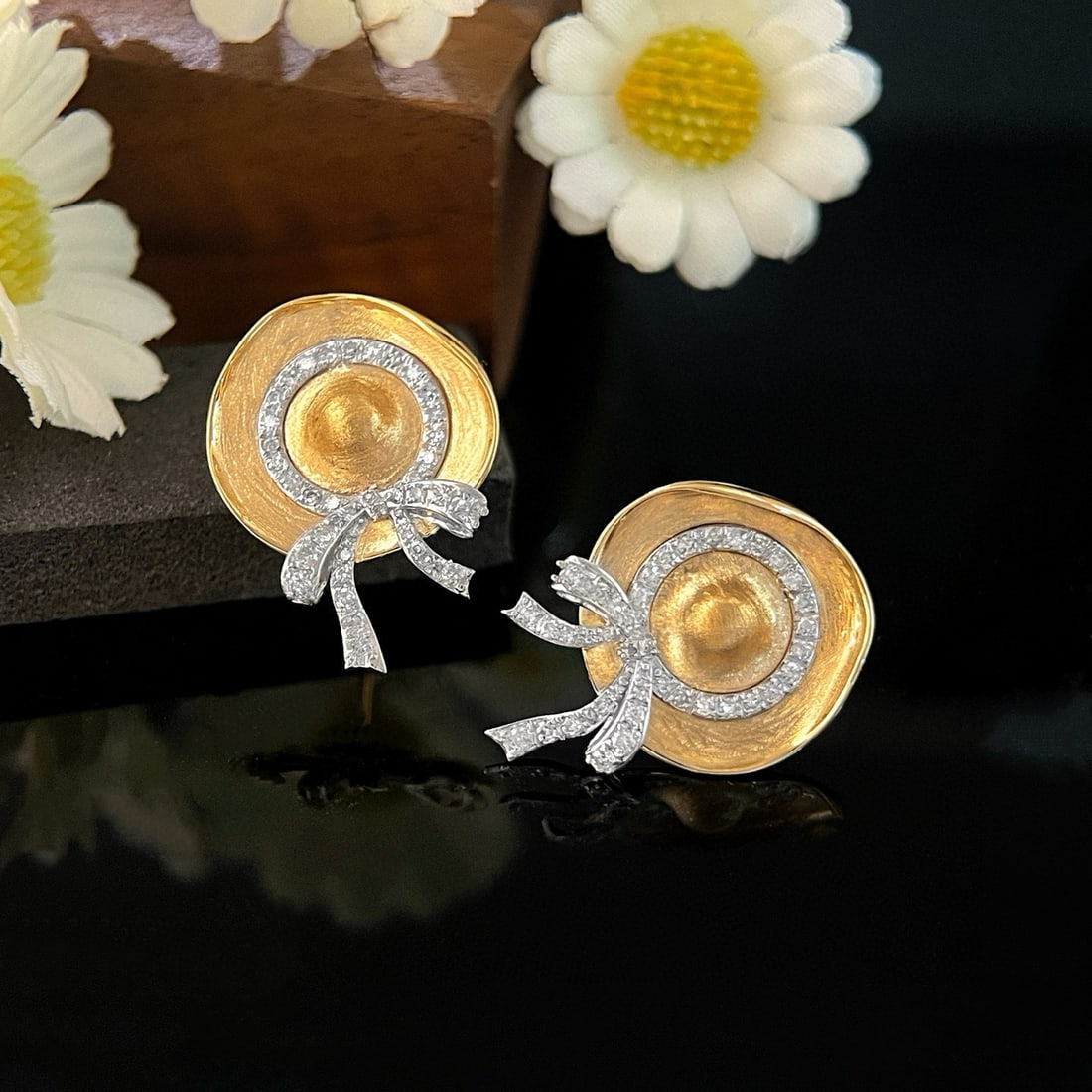 14k Gold 0.44 Ct Natural H Diamond Earrings - 2