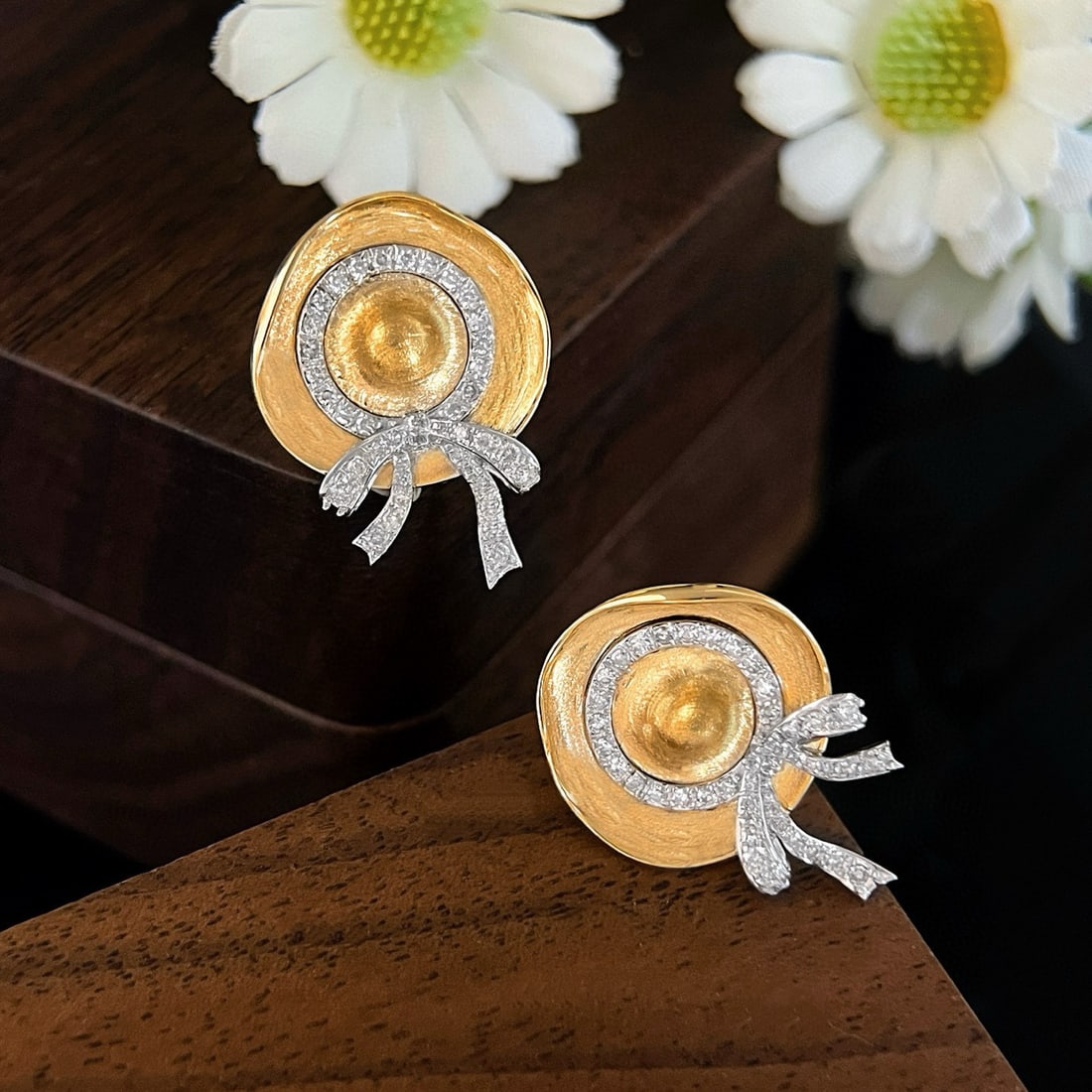 14k Gold 0.44 Ct Natural H Diamond Earrings - 3
