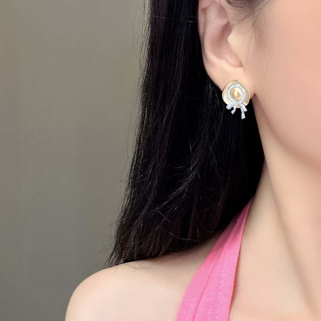 14k Gold 0.44 Ct Natural H Diamond Earrings - 5