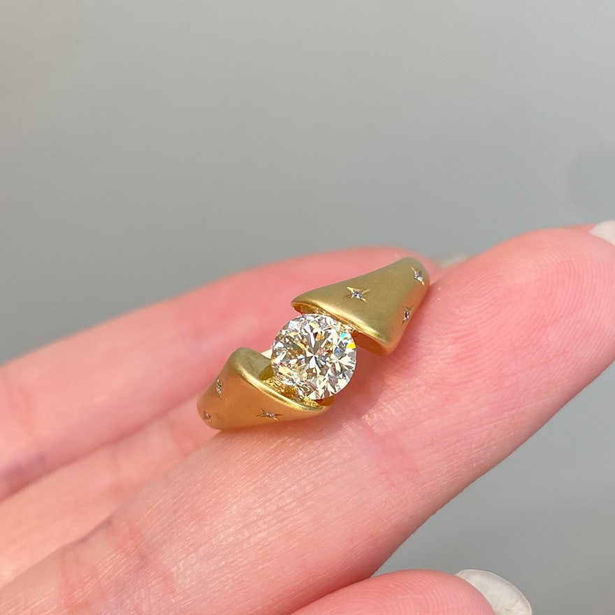 14k Gold 1 Ct Natural H Diamond Ring - 2
