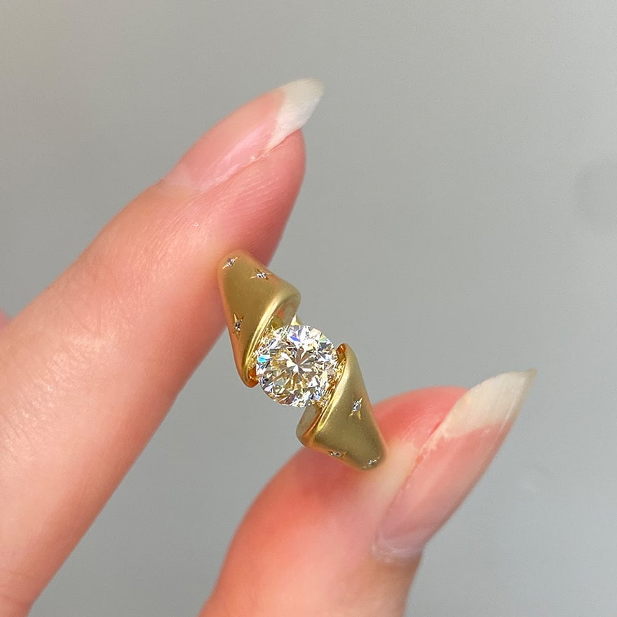 14k Gold 1 Ct Natural H Diamond Ring - 5