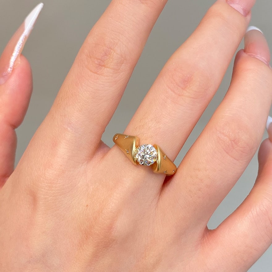 14k Gold 1 Ct Natural H Diamond Ring - 7