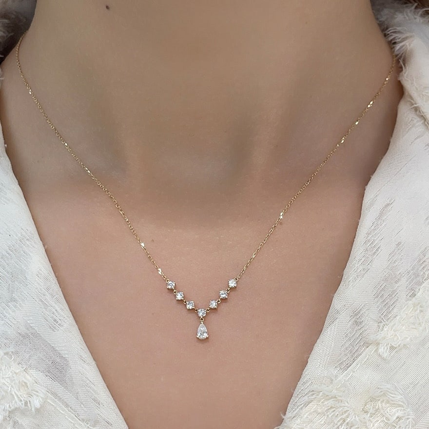14k Gold 0.45 Ctw Natural H Diamond Necklace - 7