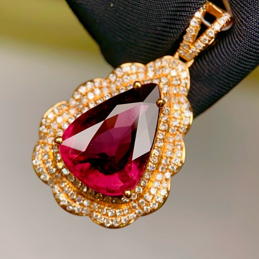 14k Gold 4.56 Ctw Natural Tourmaline & Diamond Pendant( Without Chain ) - 6
