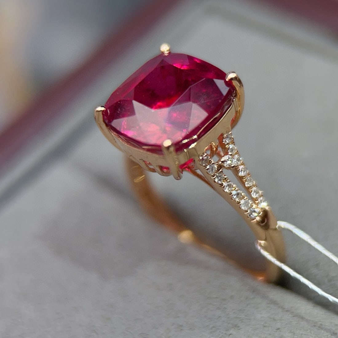 14k Gold 5.80 Ctw Natural Tourmaline & Diamond Ring - 4