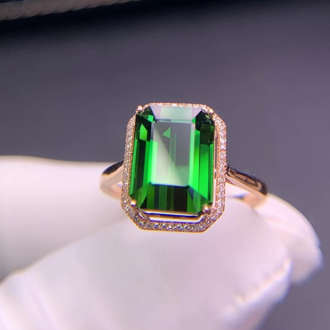 14k Gold 5.66 Ct Natural Tourmaline & Diamond Ring - 5