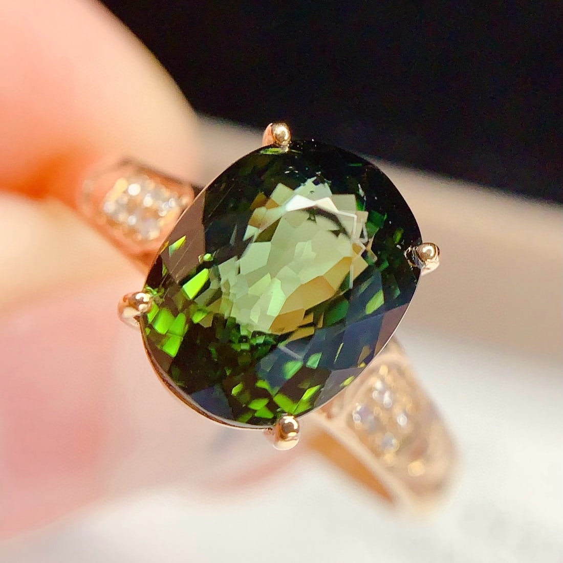 14k Gold 3.2 Ct Natural Tourmaline & Diamond Ring - 2