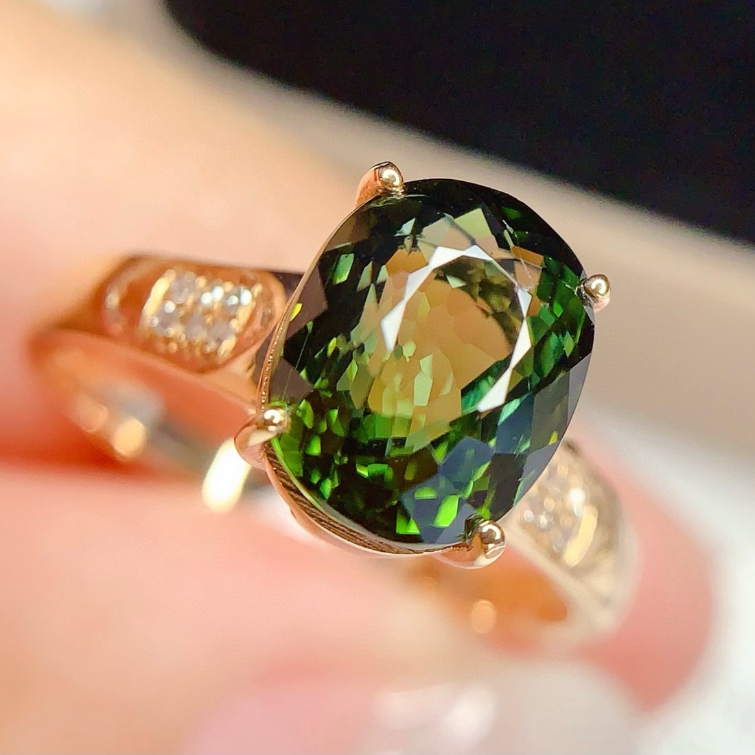 14k Gold 3.2 Ct Natural Tourmaline & Diamond Ring - 3