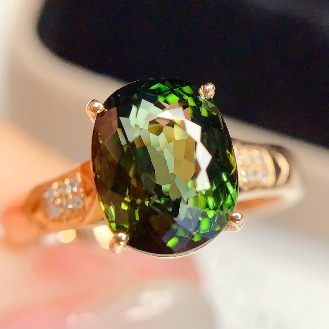 14k Gold 3.2 Ct Natural Tourmaline & Diamond Ring - 4