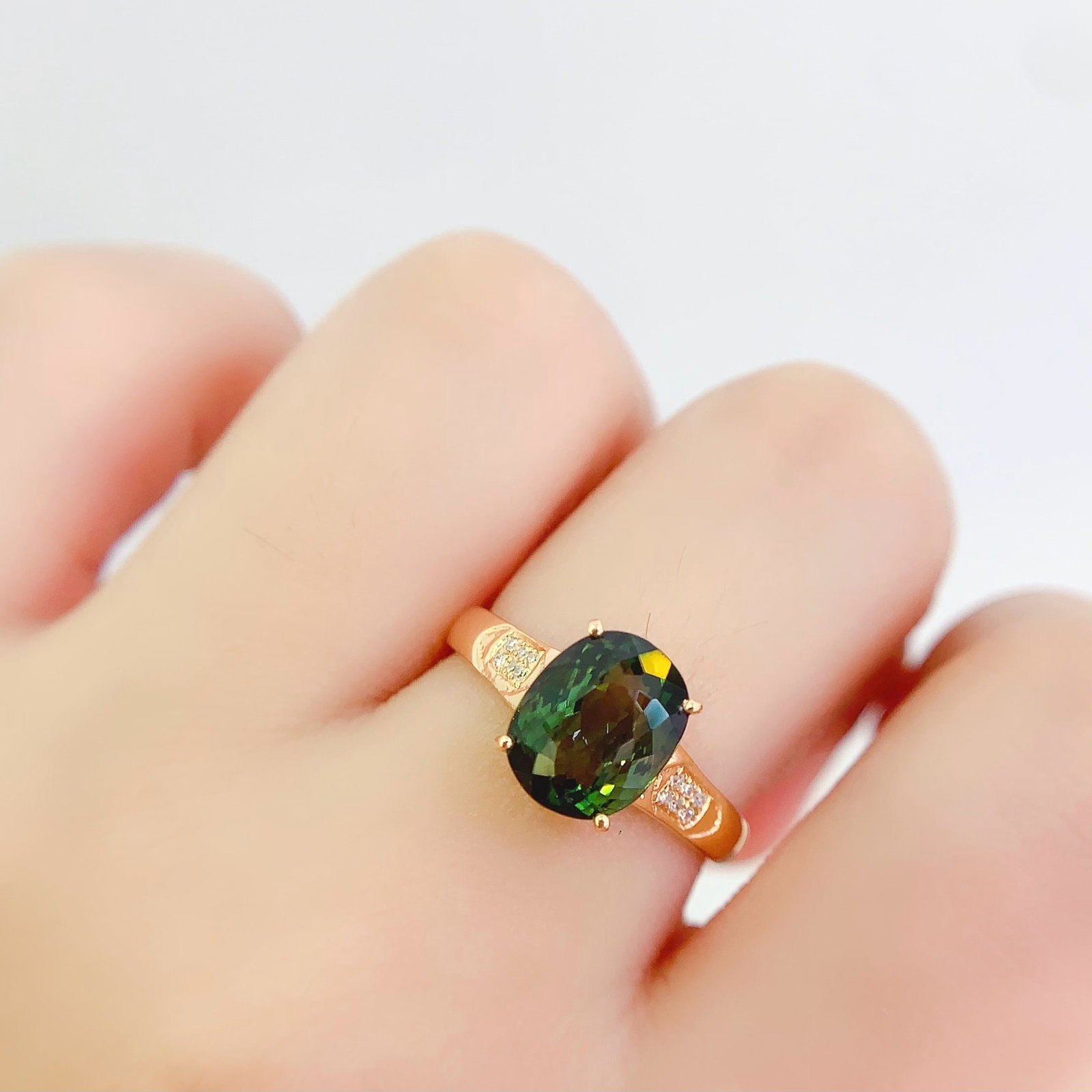 14k Gold 3.2 Ct Natural Tourmaline & Diamond Ring - 5
