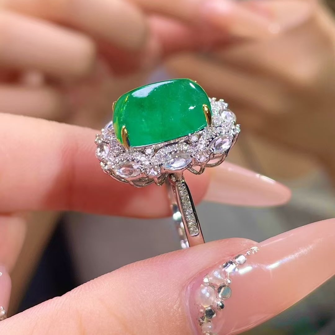 14k Gold 6.5 Ct Natural Emerald & Diamond & Sapphire Ring/pendant( Without Chain ) - 8
