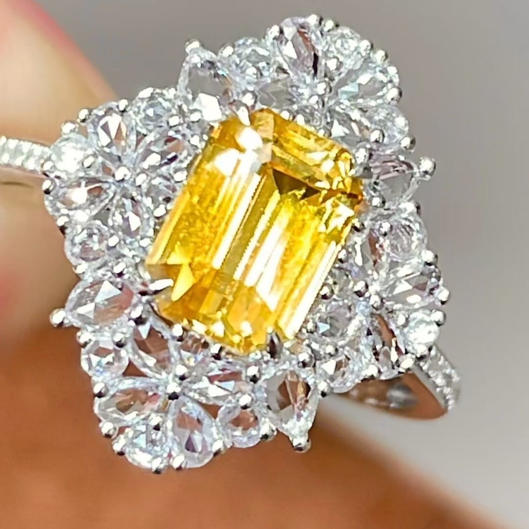 14k Gold 1.58 Ct Natural Sapphire & Diamond & Sapphire Ring - 5