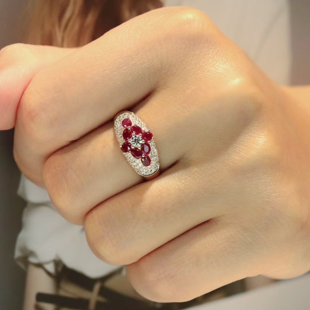 14k Gold 1.57 Ctw Natural Ruby & Diamond Ring - 4