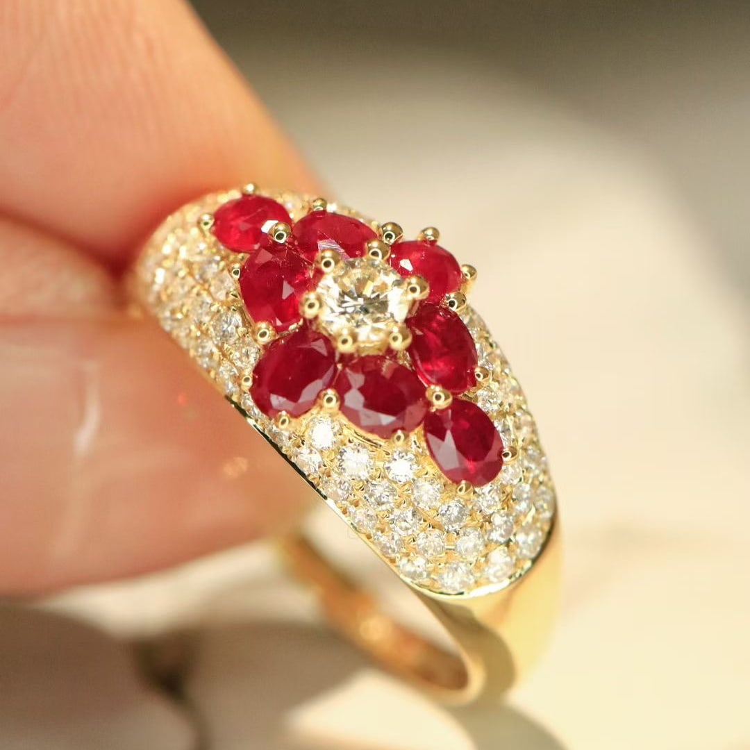 14k Gold 1.57 Ctw Natural Ruby & Diamond Ring - 5