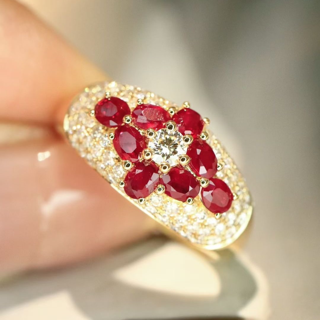 14k Gold 1.57 Ctw Natural Ruby & Diamond Ring - 6