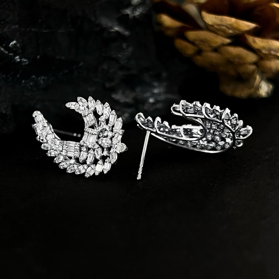 14k Gold 0.9 Ct Natural H Diamond Earrings - 5