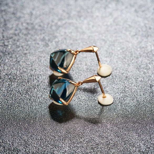 14k Gold 10.5 Ct Natural Topaz Earrings - 4