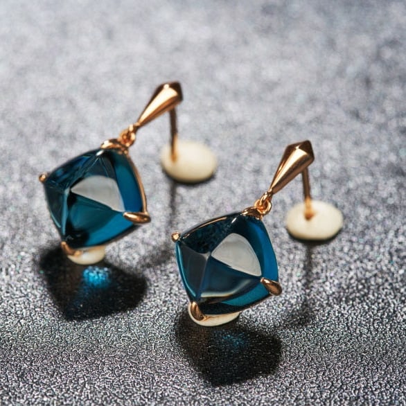 14k Gold 10.5 Ct Natural Topaz Earrings - 6