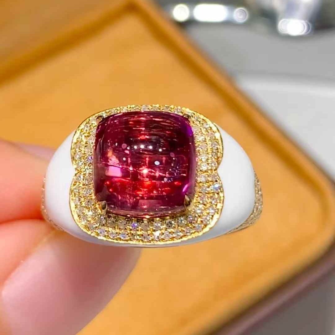 14k Gold 3.6 Ct Natural Tourmaline & Diamond Ring - 2