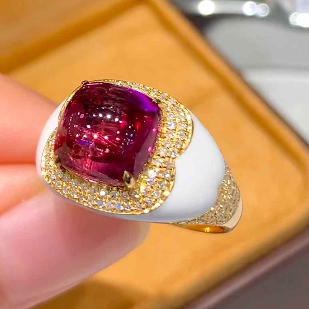 14k Gold 3.6 Ct Natural Tourmaline & Diamond Ring - 3