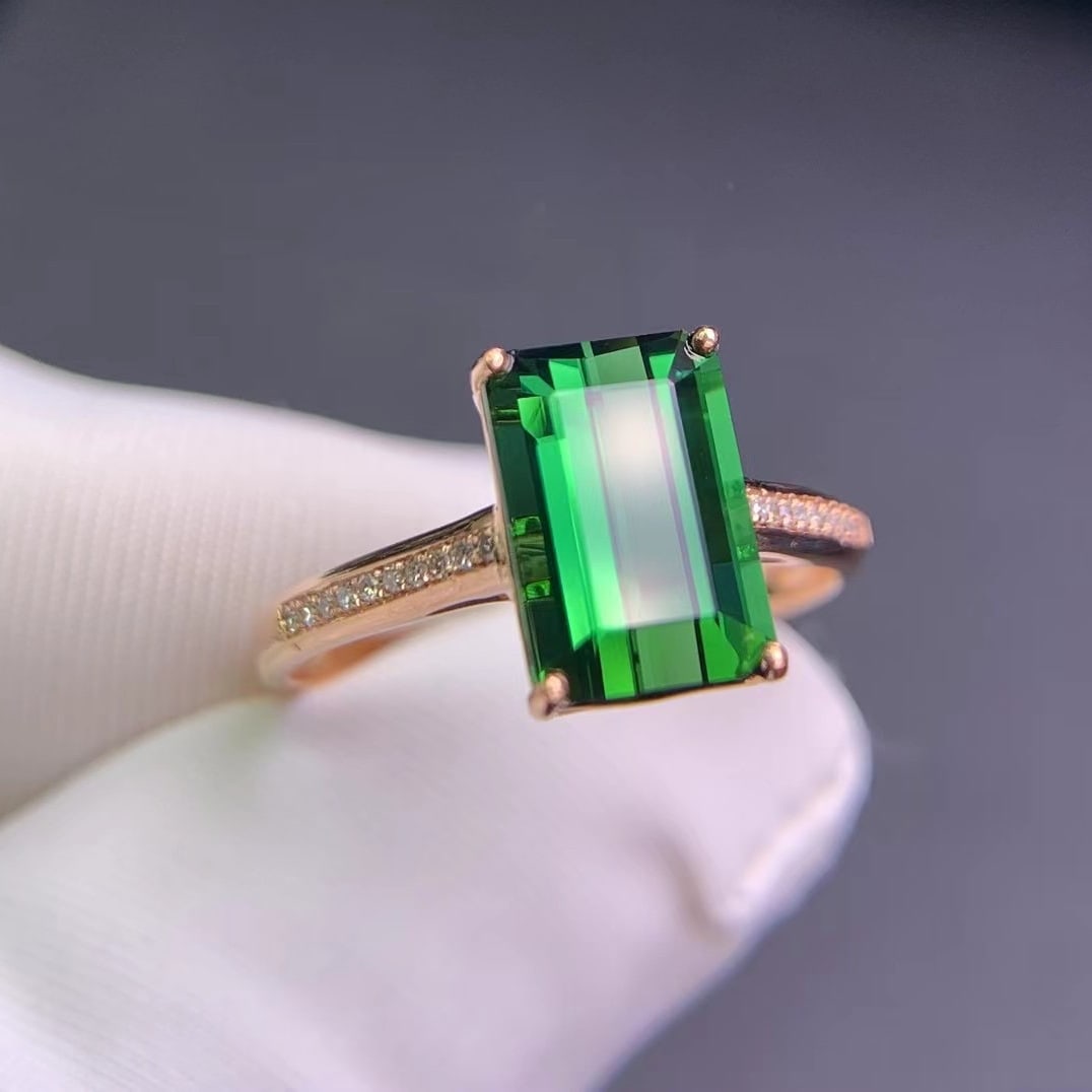 14k Gold 2.7 Ct Natural Tourmaline & Diamond Ring - 2