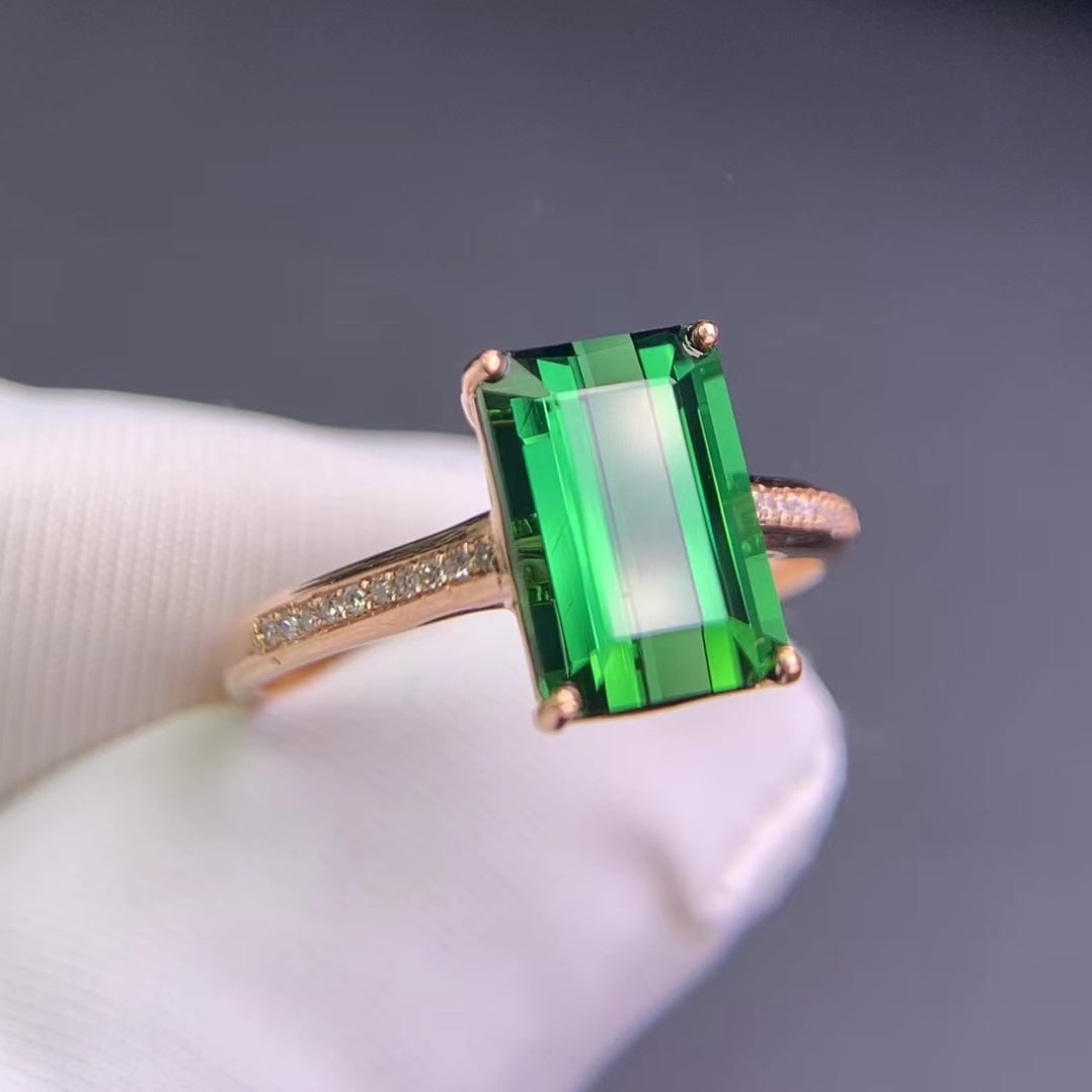 14k Gold 2.7 Ct Natural Tourmaline & Diamond Ring - 3