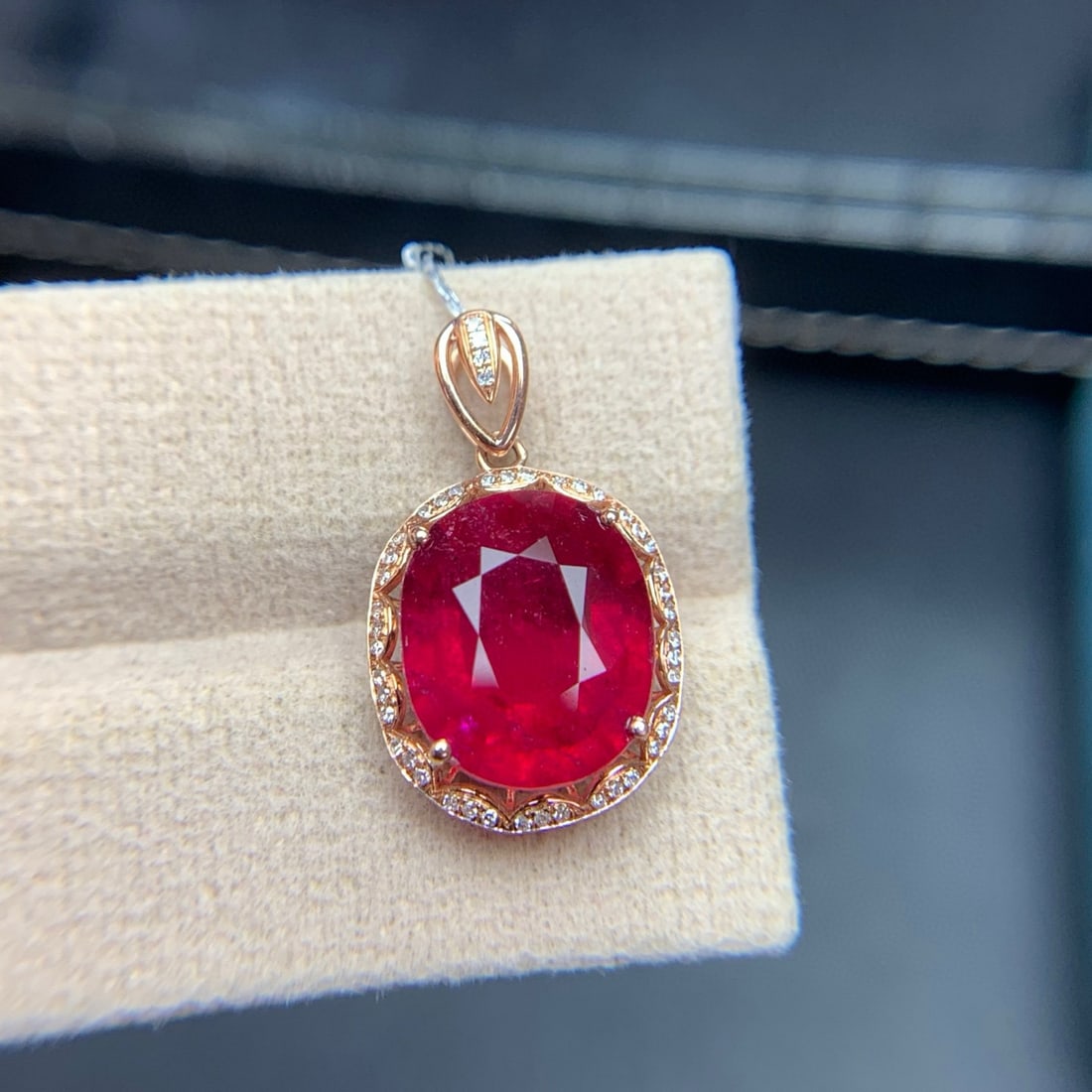 14k Gold 6.1 Ct Natural Tourmaline & Diamond Pendant( Without Chain ) - 5