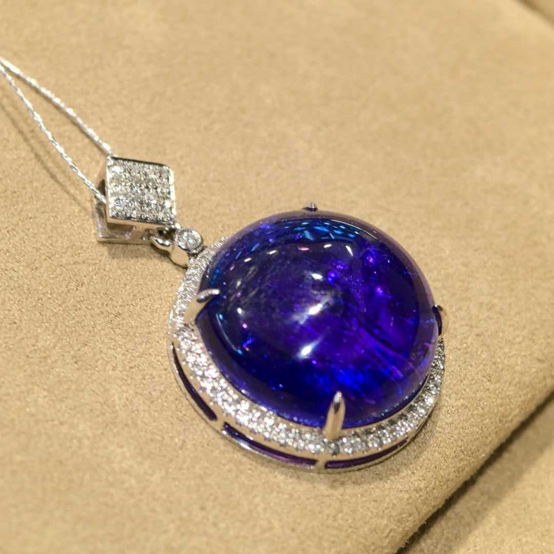 14k Gold 16.61 Ctw Natural Tanzanite & Diamond Pendant( Without Chain ) - 3