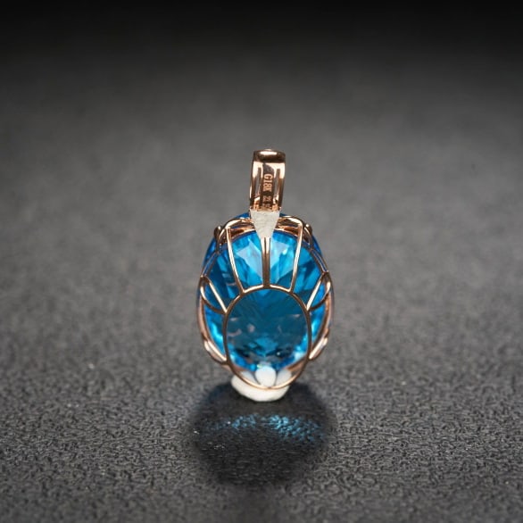 14k Gold 23.35 Ct Natural Topaz & Diamond Pendant( Without Chain ) - 5