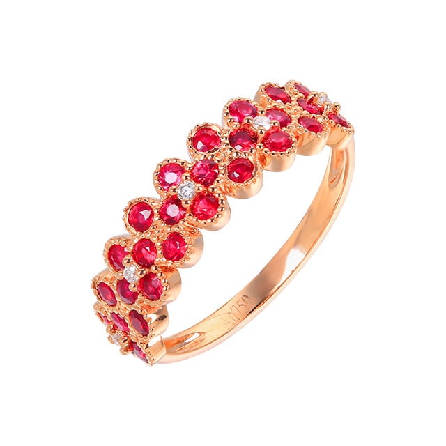 14k Gold 0.85 Ctw Natural Ruby & Diamond Ring - 5