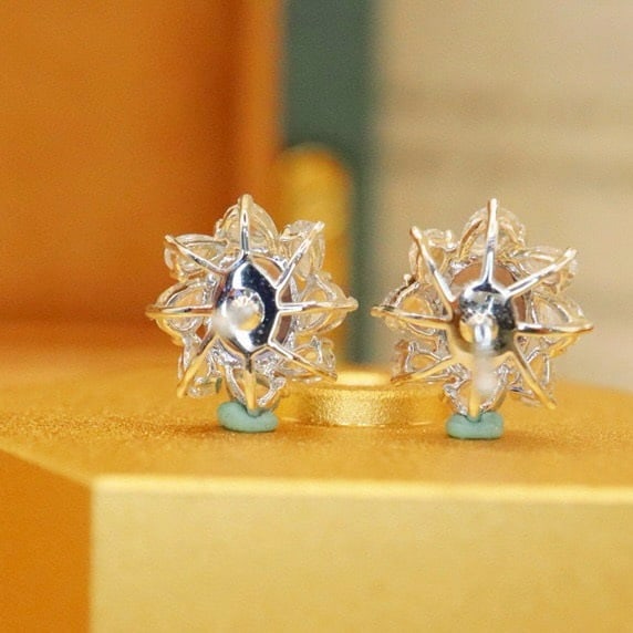 14k Gold 1.60 Ctw Natural Sapphire & Diamond Earrings - 4