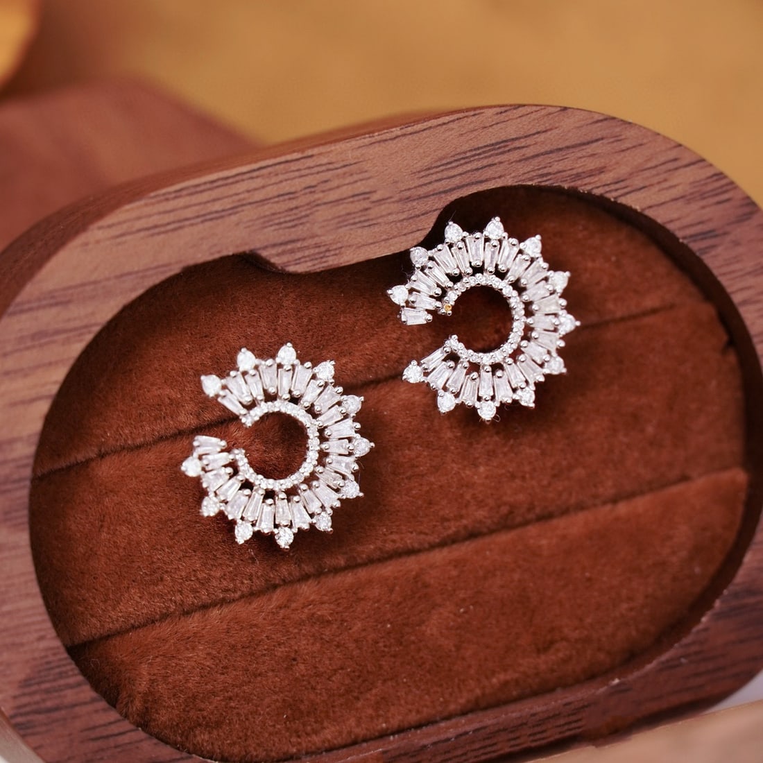 14k Gold 0.9 Ct Natural H Diamond Earrings - 3