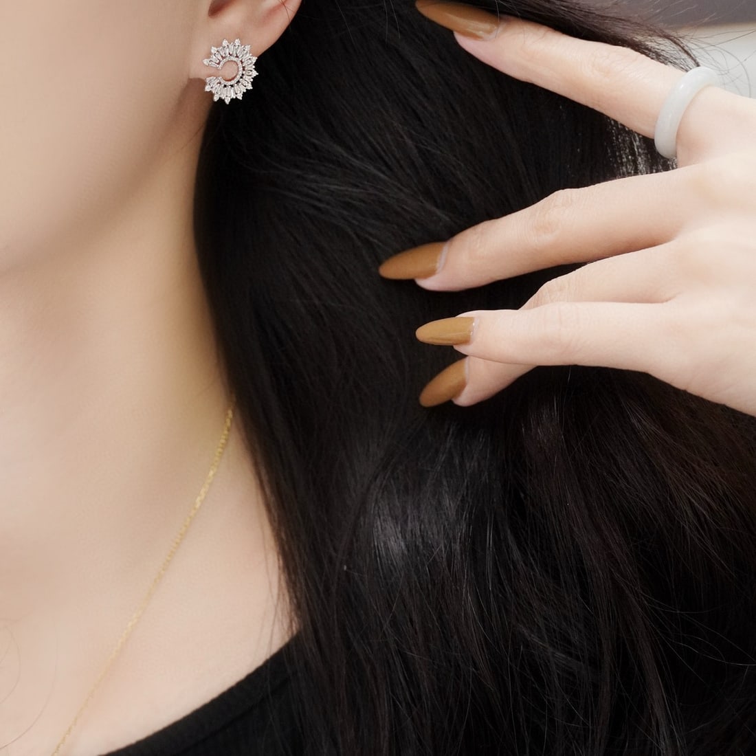 14k Gold 0.9 Ct Natural H Diamond Earrings - 6