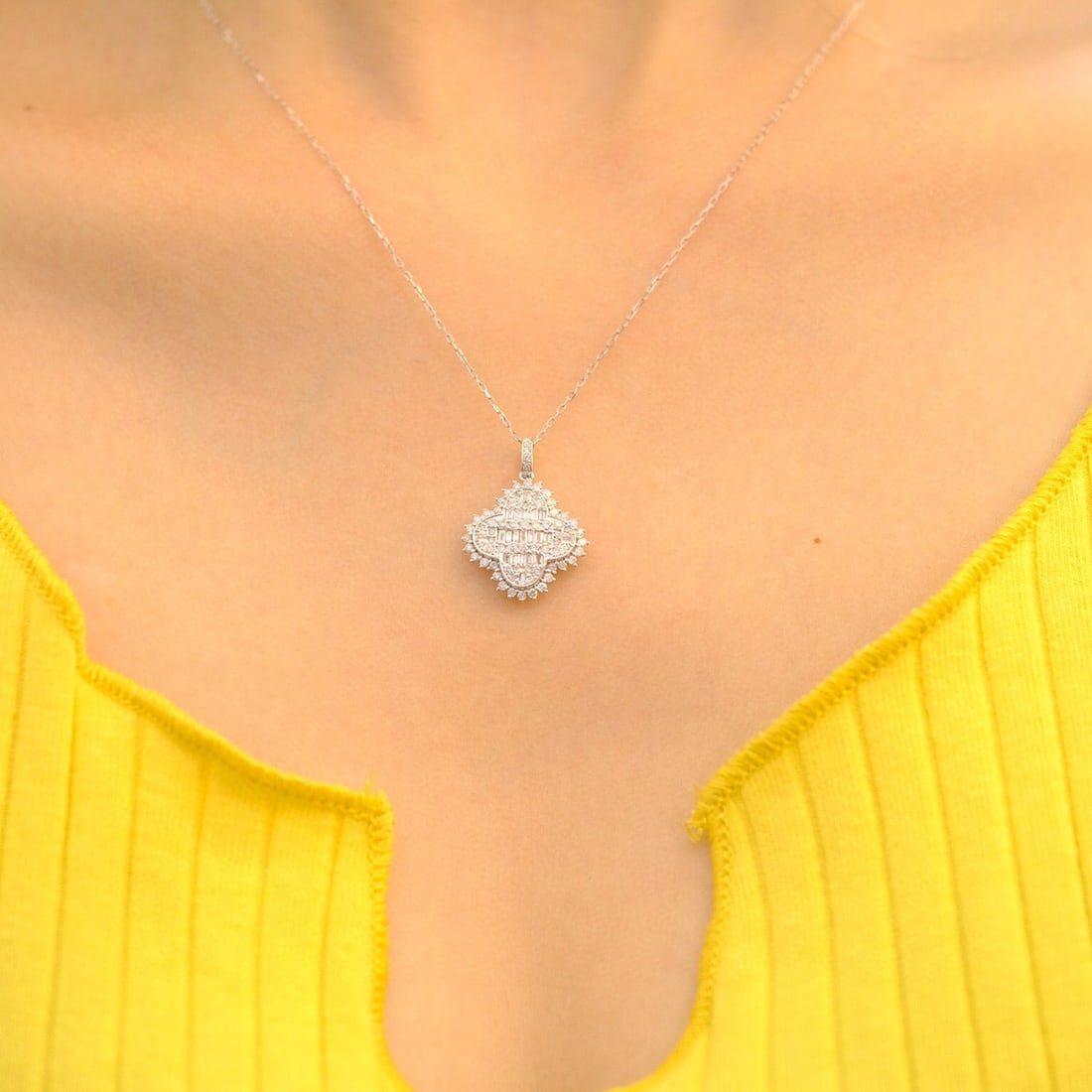 14k Gold 0.75 Ct Natural H Diamond Pendant( Without Chain ) - 3