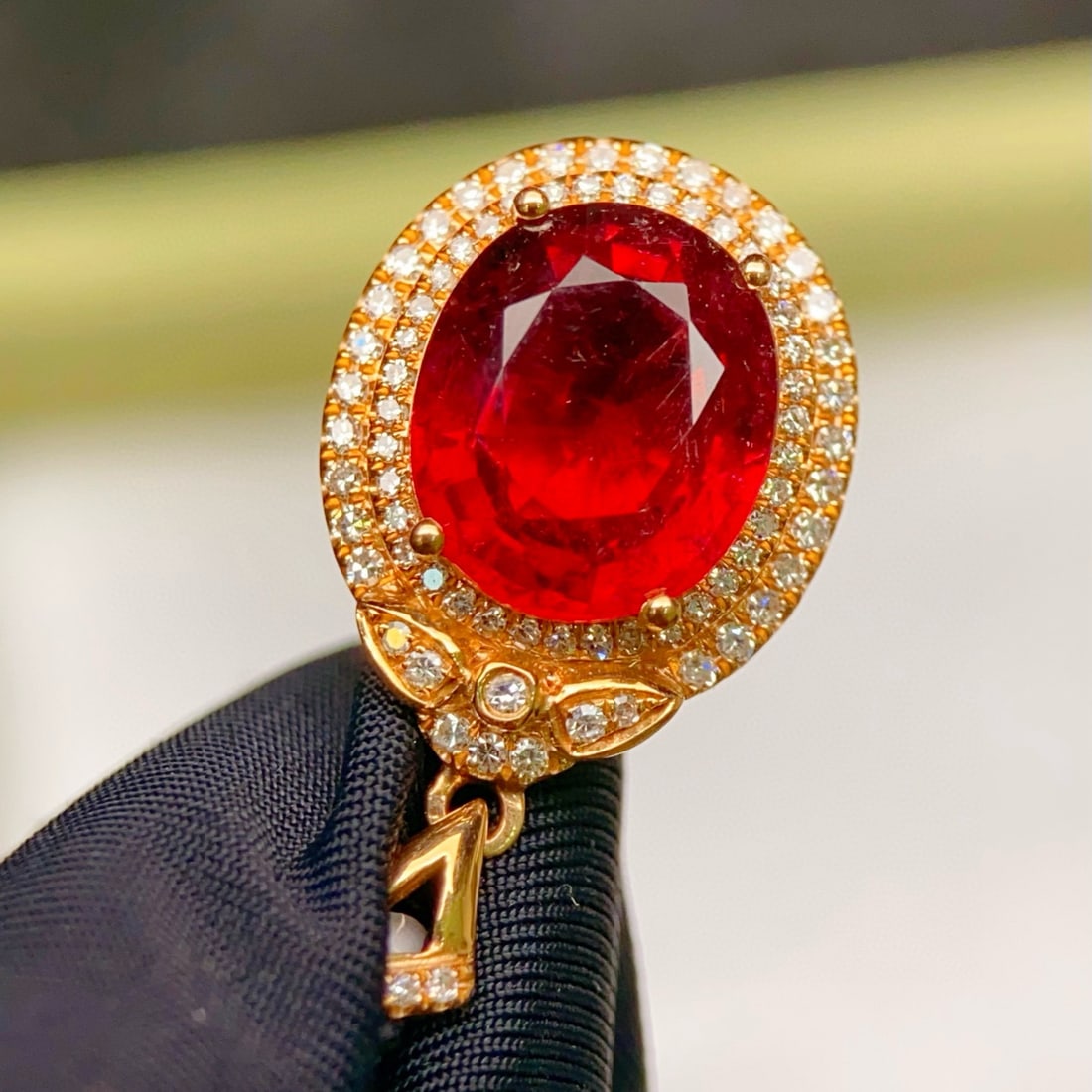 14k Gold 3.40 Ctw Natural Tourmaline & Diamond Pendant( Without Chain ) - 3