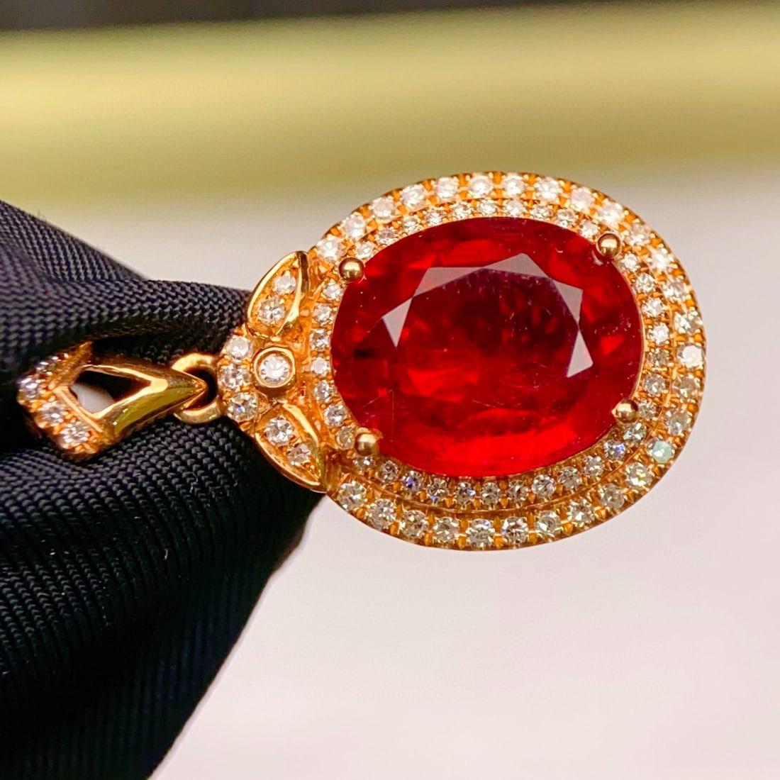 14k Gold 3.40 Ctw Natural Tourmaline & Diamond Pendant( Without Chain ) - 4