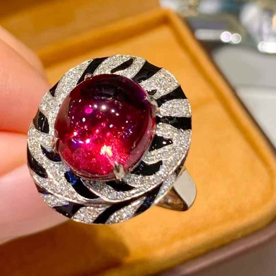 14k Gold 6 Ct Natural Tourmaline & Diamond Ring - 3