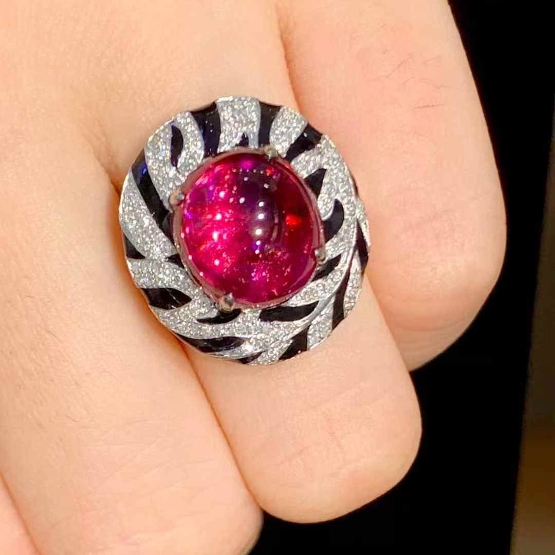 14k Gold 6 Ct Natural Tourmaline & Diamond Ring - 5