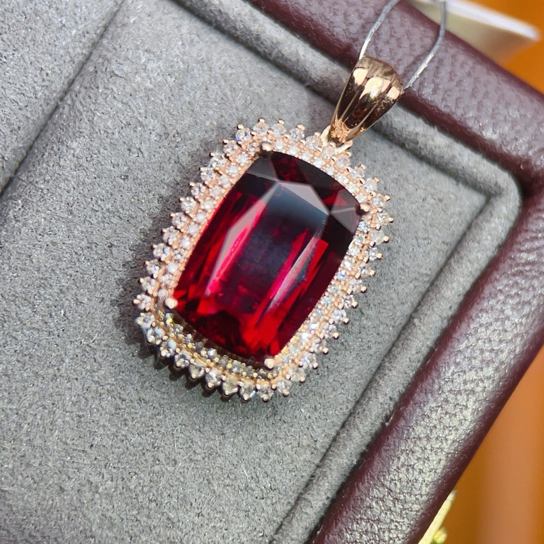 14k Gold 4.82 Ctw Natural Tourmaline & Diamond Pendant( Without Chain ) - 2