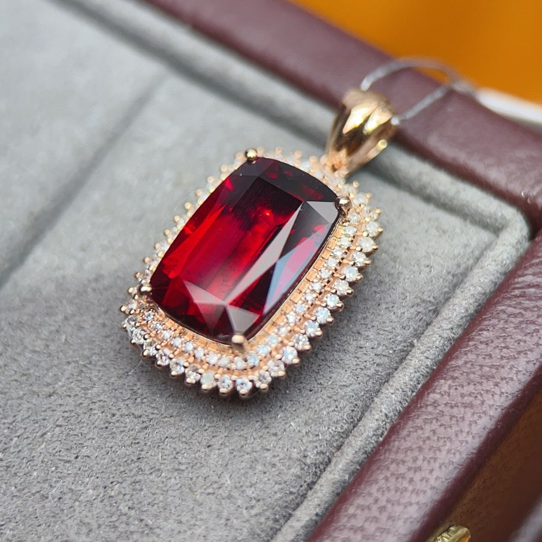 14k Gold 4.82 Ctw Natural Tourmaline & Diamond Pendant( Without Chain ) - 3