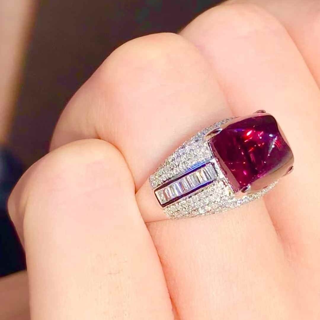 14k Gold 5.6 Ct Natural Tourmaline & Diamond Ring - 3