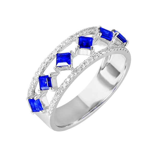 14k Gold 0.91 Ctw Natural Sapphire & Diamond Ring - 5