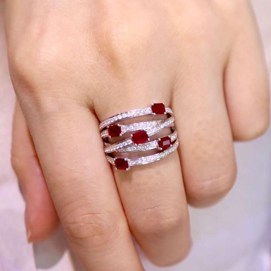 14k Gold 2.19 Ctw Vivid Red Natural Ruby & Diamond Ring - 2